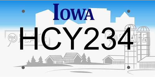 HCY234 Iowa License Plate