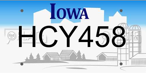 HCY458 Iowa License Plate