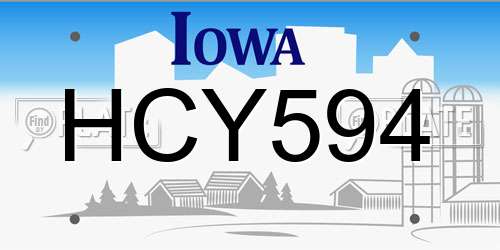 HCY594 Iowa License Plate