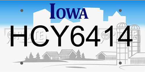 HCY6414 Iowa License Plate