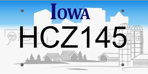 HCZ145 Iowa License Plate