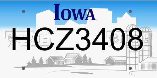 HCZ3408 Iowa License Plate
