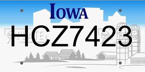 HCZ7423 Iowa License Plate