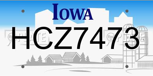 HCZ7473 Iowa License Plate