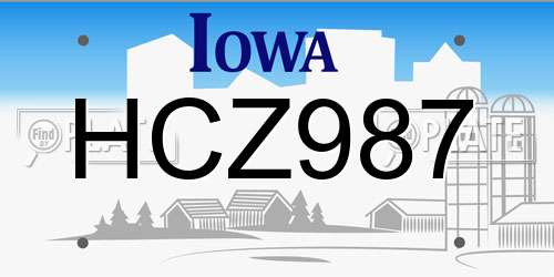 HCZ987 Iowa License Plate