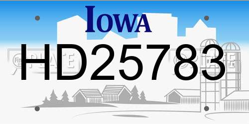 HD25783 Iowa License Plate