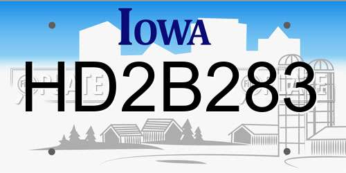 HD2B283 Iowa License Plate