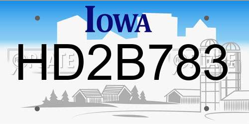 HD2B783 Iowa License Plate
