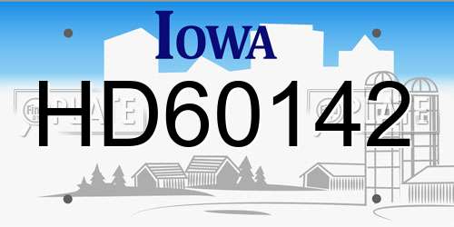 HD60142 Iowa License Plate