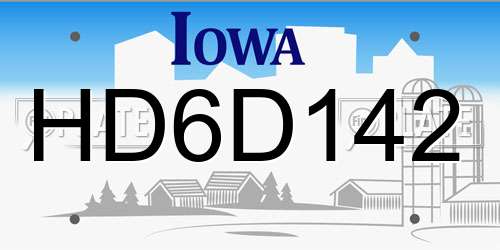 HD6D142 Iowa License Plate