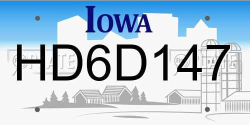 HD6D147 Iowa License Plate
