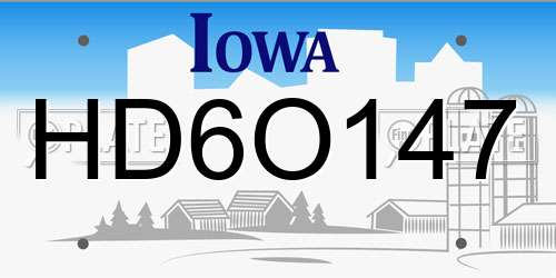 HD6O147 Iowa License Plate