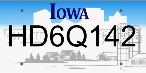 HD6Q142 Iowa License Plate