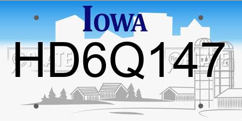 HD6Q147 Iowa License Plate