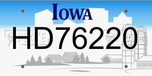 HD76220 Iowa License Plate