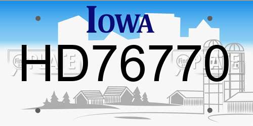 HD76770 Iowa License Plate