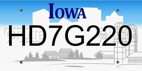 HD7G220 Iowa License Plate