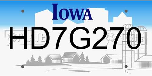 HD7G270 Iowa License Plate