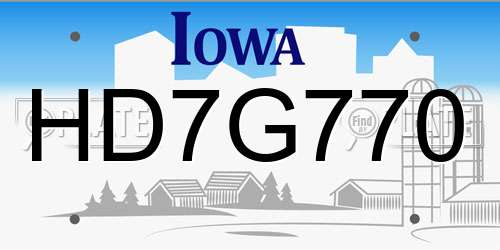 HD7G770 Iowa License Plate