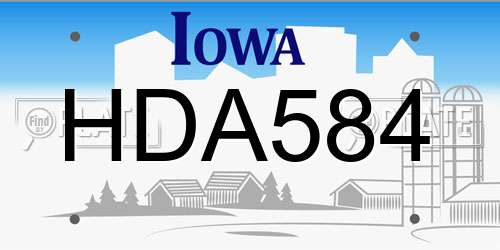 HDA584 Iowa License Plate