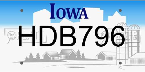 HDB796 Iowa License Plate