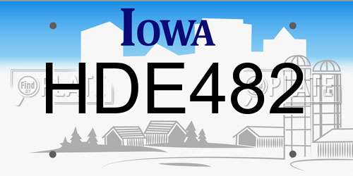 HDE482 Iowa License Plate