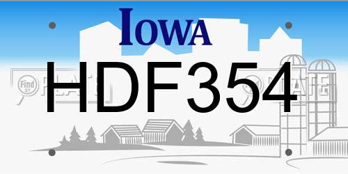 HDF354 Iowa License Plate