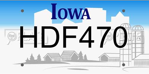 HDF470 Iowa License Plate