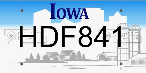 HDF841 Iowa License Plate
