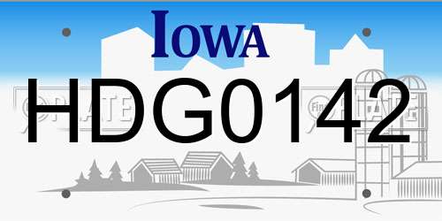 HDG0142 Iowa License Plate