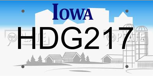HDG217 Iowa License Plate