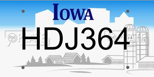 HDJ364 Iowa License Plate
