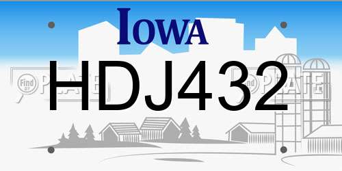 HDJ432 Iowa License Plate