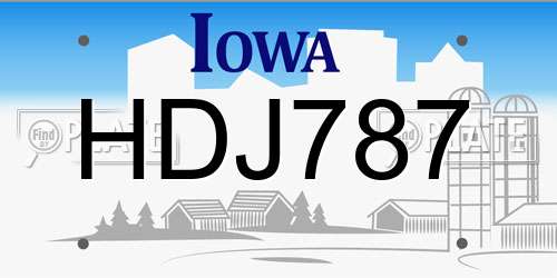 HDJ787 Iowa License Plate