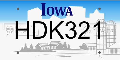 HDK321 Iowa License Plate