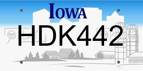 HDK442 Iowa License Plate