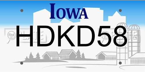 HDKD58 Iowa License Plate