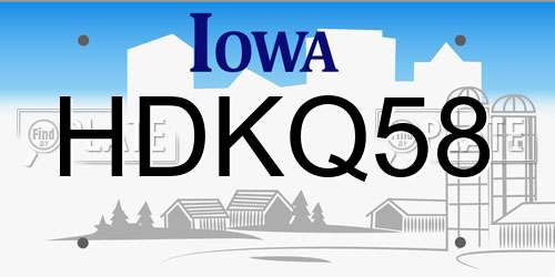 HDKQ58 Iowa License Plate