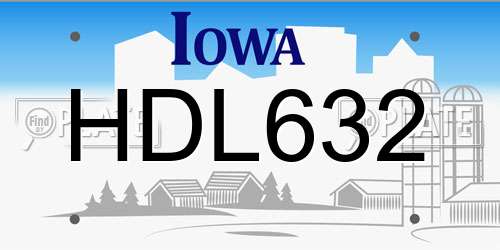 HDL632 Iowa License Plate