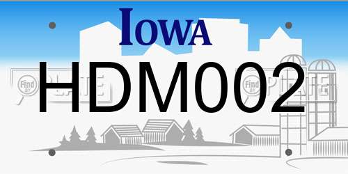 HDM002 Iowa License Plate