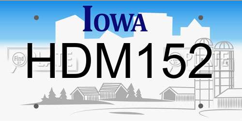 HDM152 Iowa License Plate