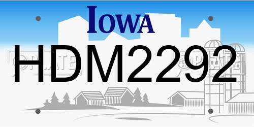 HDM2292 Iowa License Plate