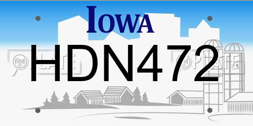HDN472 Iowa License Plate
