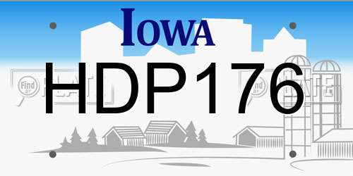 HDP176 Iowa License Plate