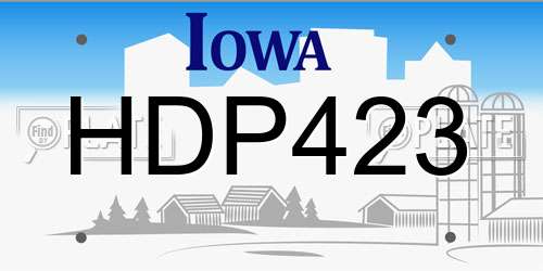 HDP423 Iowa License Plate