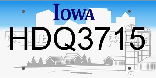 HDQ3715 Iowa License Plate