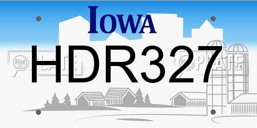 HDR327 Iowa License Plate