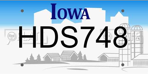 HDS748 Iowa License Plate