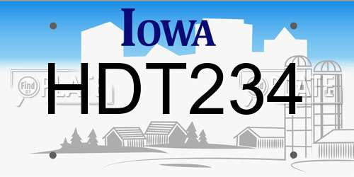 HDT234 Iowa License Plate