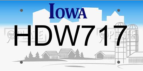 HDW717 Iowa License Plate